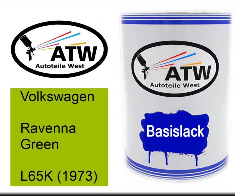 Volkswagen, Ravenna Green, L65K (1973): 500ml Lackdose, von ATW Autoteile West.